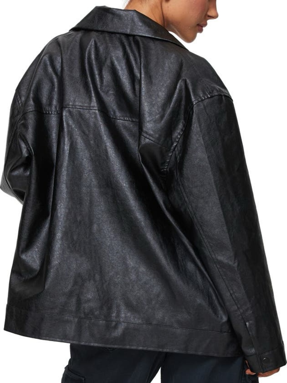 Princess Polly “Callie” Oversized Black Faux Leather zipped Jacket sz 4 - Picture 6 of 16